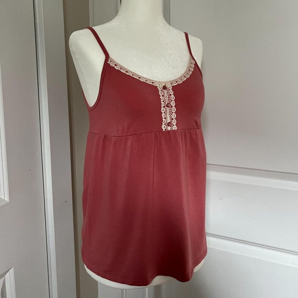 Vintage Y2K Cute Pink Babydoll Tank with Lace Trim Neckline from Uniqlo - Picture 3 of 7